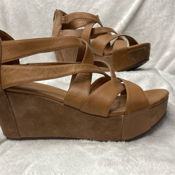 Chocolat Blu Tan Strappy Wedge Sandals - Picture 2 of 7